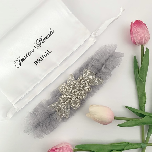 Blue Bling Bridal Garter - Picture 1 of 3